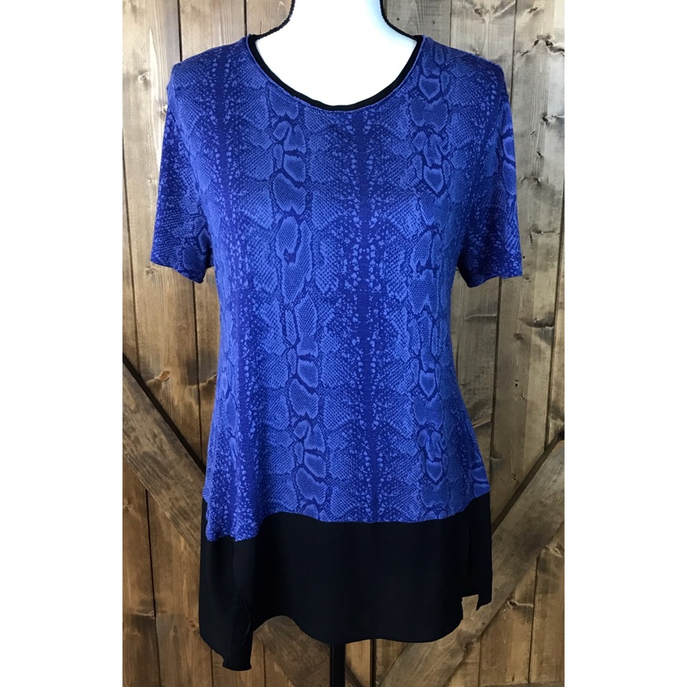Elie Tahari Rayon/Poly Short Sleeve Top Size L